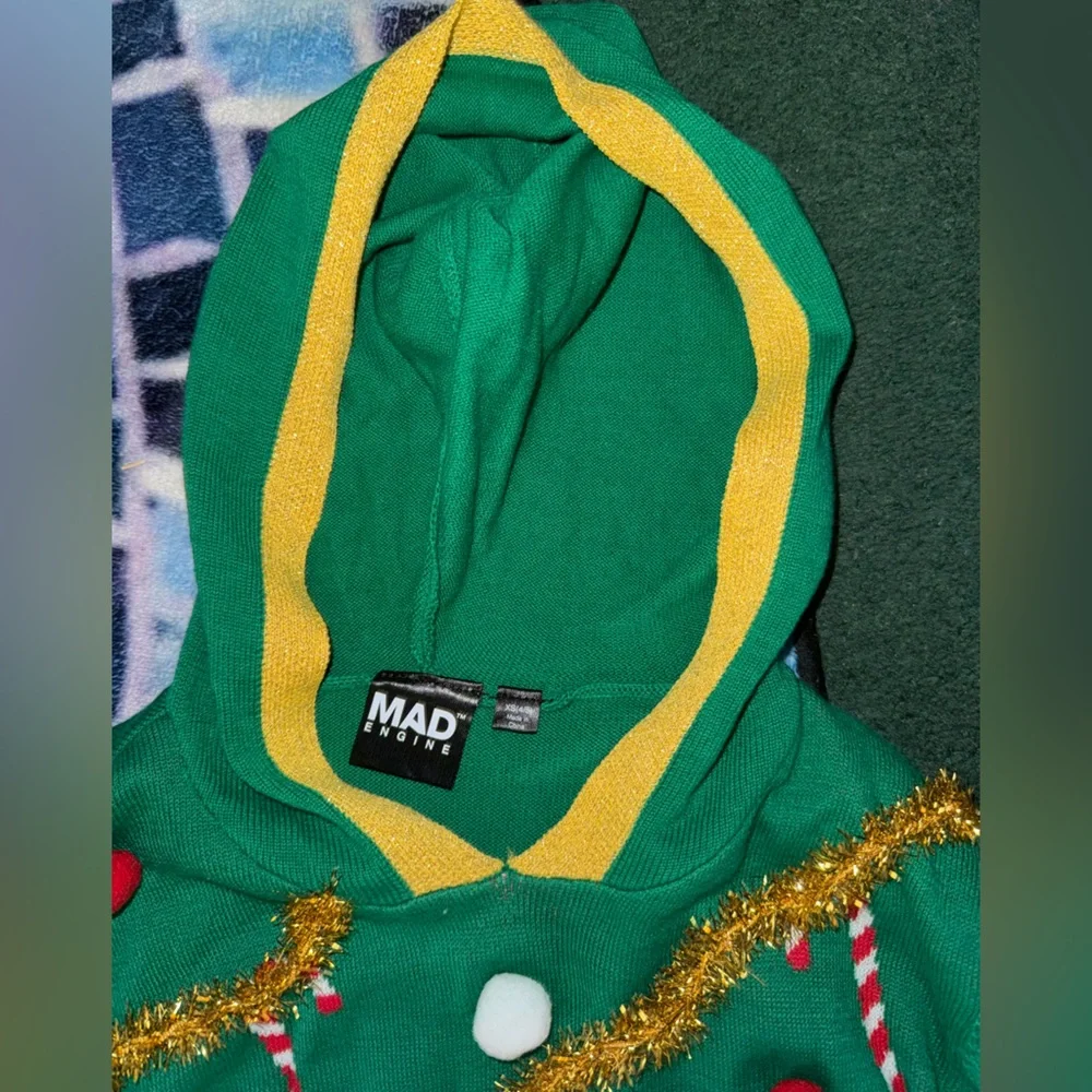 MAD Engine Green Holiday Dress‎ Costume with Red and White Accents